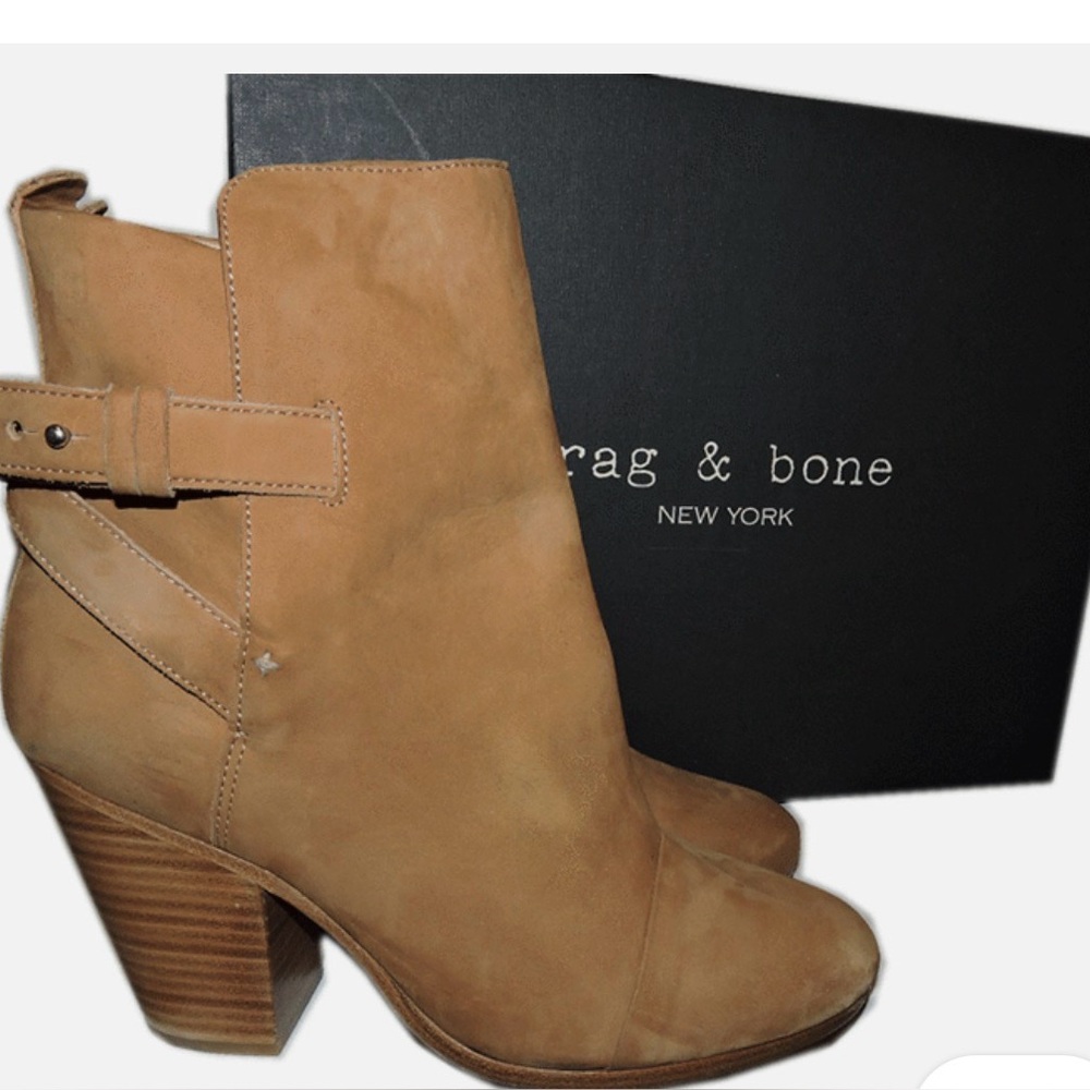 rag & bone suede Ankle Booties with Stacked Heel made in Italy sz 40 or US 10